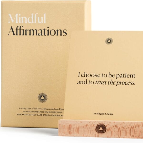 Intelligent Change Mindful Affirmations, 52 Positive Affirmation Cards for Women with Display Stand, Daily Affirmations for Inspiration, Mindfulness & Self Care, Unique Gifts for Women and Men