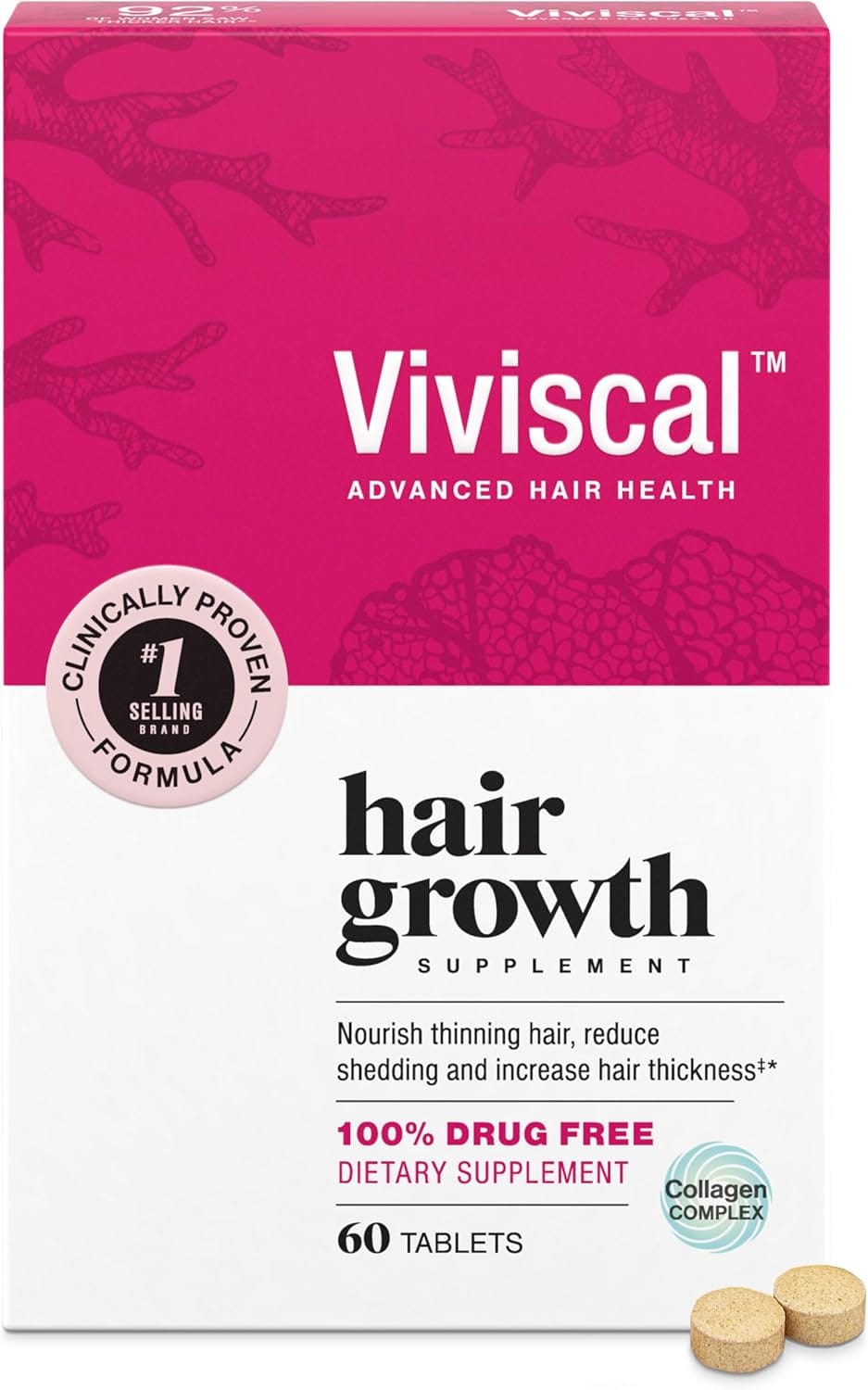 Viviscal Hair Growth Supplements For Women For Thicker, Fuller Hair, Nourishes Thinning & Loss, With Proprietary Collagen Complex, 60 Tablets, 1 Month Supply Viviscal Hair Growth Supplements For Women For Thicker, Fuller Hair, Nourishes Thinning & Loss, With Proprietary Collagen Complex, 60 Tablets, 1 Month Supply
