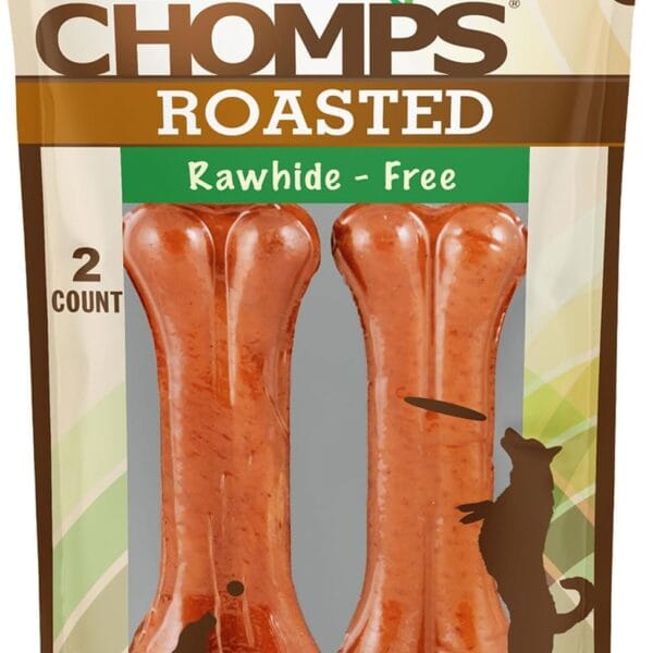 Pork Chomps Roasted Pressed Pork Skin Dog Chews, 4.5-inch Bone, 2 Count