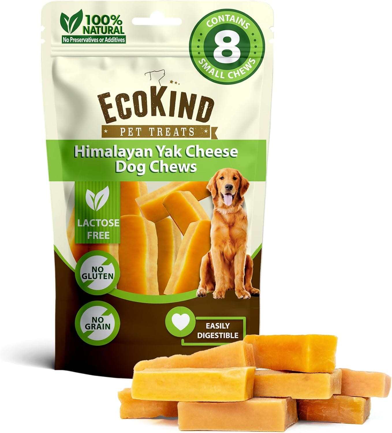 EcoKind Premium Gold Yak Cheese Himalayan Dog Chews, Healthy Dog Treats for Small Dogs, All Natural, High Protein Dog Chew, Cheese, Small - 8 Chews EcoKind Premium Gold Yak Cheese Himalayan Dog Chews, Healthy Dog Treats for Small Dogs, All Natural, High Protein Dog Chew, Cheese, Small - 8 Chews
