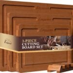Empune Bamboo Cutting Board Set, Wood Cutting Boards for Kitchen with Holder Wooden Chopping Board for Meal Prep & Serving, Brown