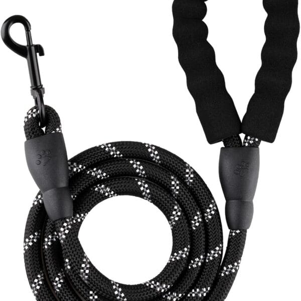 5FT Dog Leash with Soft Padded Handle, Pet Highly Reflective Leash for Small Medium Large Sized Dogs, 1/2 Inch, Black