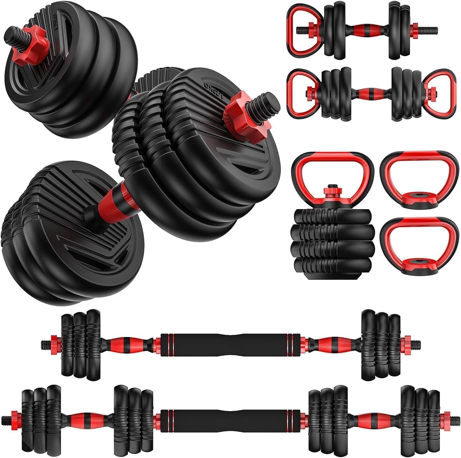 Adjustable Dumbbells, 10/20/30/45/70/90lbs Free Weight Set With Connector, 4 In1 Dumbbells Set Used As Barbell, Kettlebells, Push Up Stand, Fitness Exercises For Home Gym Suitable Men/Women Adjustable Dumbbells, 10/20/30/45/70/90lbs Free Weight Set with Connector, 4 in1 Dumbbells Set Used as Barbell, Kettlebells, Push up Stand, Fitness Exercises for Home Gym Suitable Men/Women