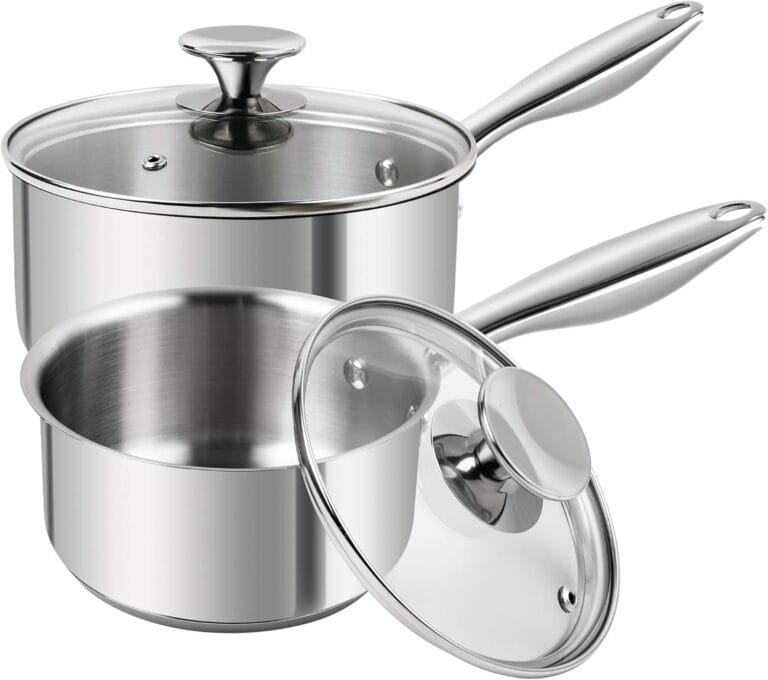 MICHELANGELO Stainless Steel Saucepan Set 1Qt & 2Qt, Premium German Technology Sauce Pans 2 Piece, 18/10 Stainless Steel Sauce Pan Set, Induction Compatible