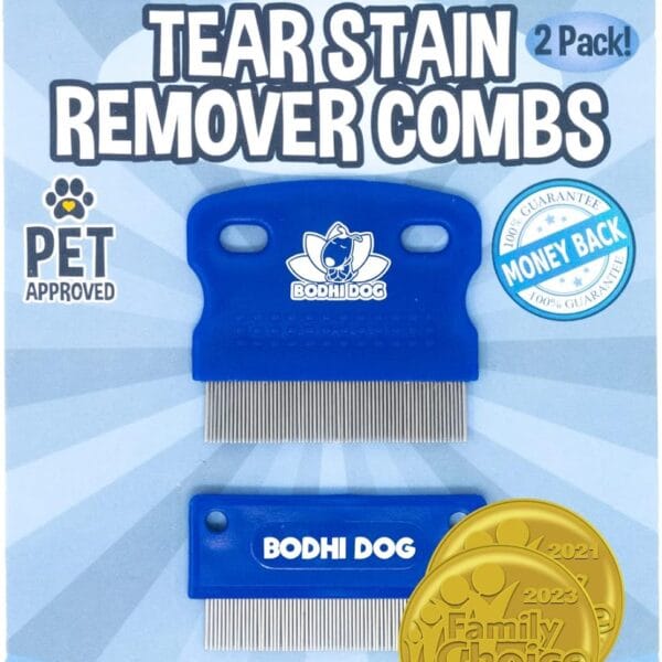 Bodhi Dog Tear Stain Remover Combs - Clean Crust, Dirt & Buildup Around Pet Eyes - Gentle, Durable, Easy-to-Use Grooming Tool for Dogs & Cats - Ideal for All Fur Types & Coats (Set of 2)