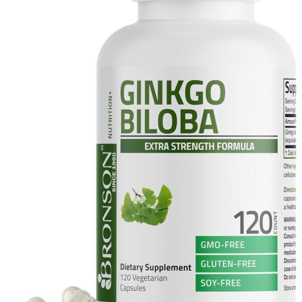 Bronson Ginkgo Biloba Extra Strength Supports Brain Function & Memory Support, 120 Vegetarian Capsules