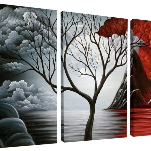 Wieco Art The Cloud Tree 3 Panels Modern Giclee Canvas Prints Artwork Abstract Seascape Paintings Reproduction Sea Beach Pictures Printed on Canvas Wall Art for Home Decorations Wall Decor