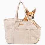 NoblePup Cozy Plush Dog Purse Carrier for Small Dogs - Dog Carrier Purse with Secure Harness Clip, Dog Tote Bag for Small Dogs and Puppies - White