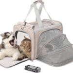 Small Dogs Carrier Airline Approved Soft Cat Carriers Stylish Expandable Pets Carriers Puppies Kitties Cage,Ventilated,Rabbit Bunny Small Animals Travel Outdoor Khaki Color