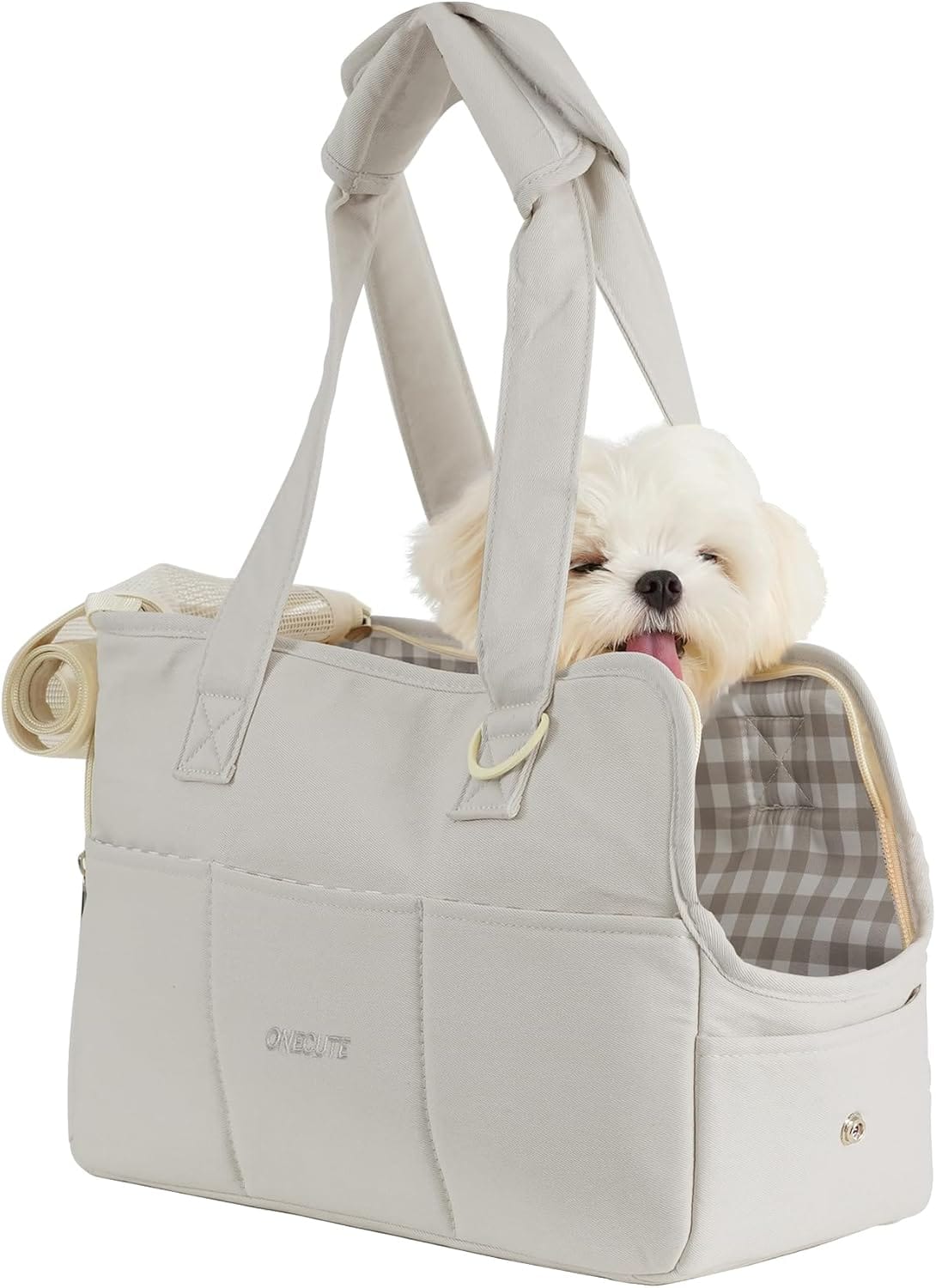 Dog Purse Carrier For Small Dogs Rabbit Cat With Large Pockets, Cotton Bag, Dog Carrier Soft Sided, Collapsible Travel Puppy Carrier (Grey, 13.6" L X 6.5" W X 10" H) Dog Purse Carrier for Small Dogs Rabbit cat with Large Pockets, Cotton Bag, Dog Carrier Soft Sided, Collapsible Travel Puppy Carrier (Grey, 13.6" L x 6.5" W x 10" H)