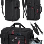 RAINSMORE Gym Bag for Men, 45L Sports Travel Duffel Bag with Shoe & Laptop Compartment, Gym Workout Backpack Carry On Weekender Bag Overnight Backpack for Travel, Black