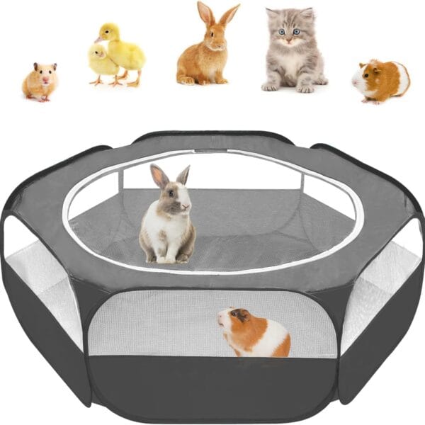 Amakunft Small Animal Pop-Up Playpen with Mesh Cover, 47'' x 23.6'' x 15'' Chicken Brooder Box, Play Pen Indoor Outdoor for Guinea Pigs, Bunny, Rabbits, Ferrets, Chinchillas, Kittens