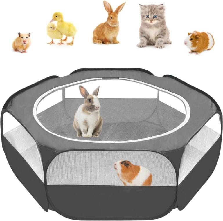 Amakunft Small Animal Pop-Up Playpen with Mesh Cover, 47'' x 23.6'' x 15'' Chicken Brooder Box, Play Pen Indoor Outdoor for Guinea Pigs, Bunny, Rabbits, Ferrets, Chinchillas, Kittens