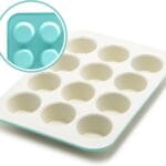 GreenLife 12-Cup Muffin Pan, Healthy Ceramic Nonstick Bakeware, PFOA & PFAS-Free Cupcake Tray, Durable Baking Pan, Versatile Kitchen Essential, Easy Clean Muffin Mold, Nonstick Baking Sheet, Turquoise