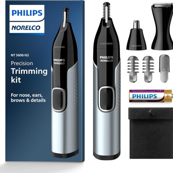 Norelco Philips Nose Trimmer 5000 for Nose, Ears, Eyebrows Trimming Kit, NT5600/62
