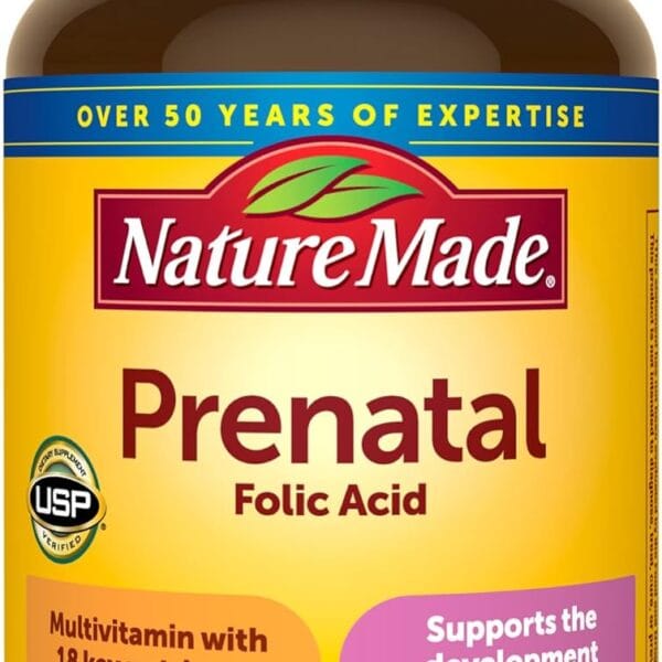 Nature Made Prenatal Multivitamin with Folic Acid, Prenatal Vitamin and Mineral Supplement for Daily Nutritional Support, 90 Tablets, 90 Day Supply