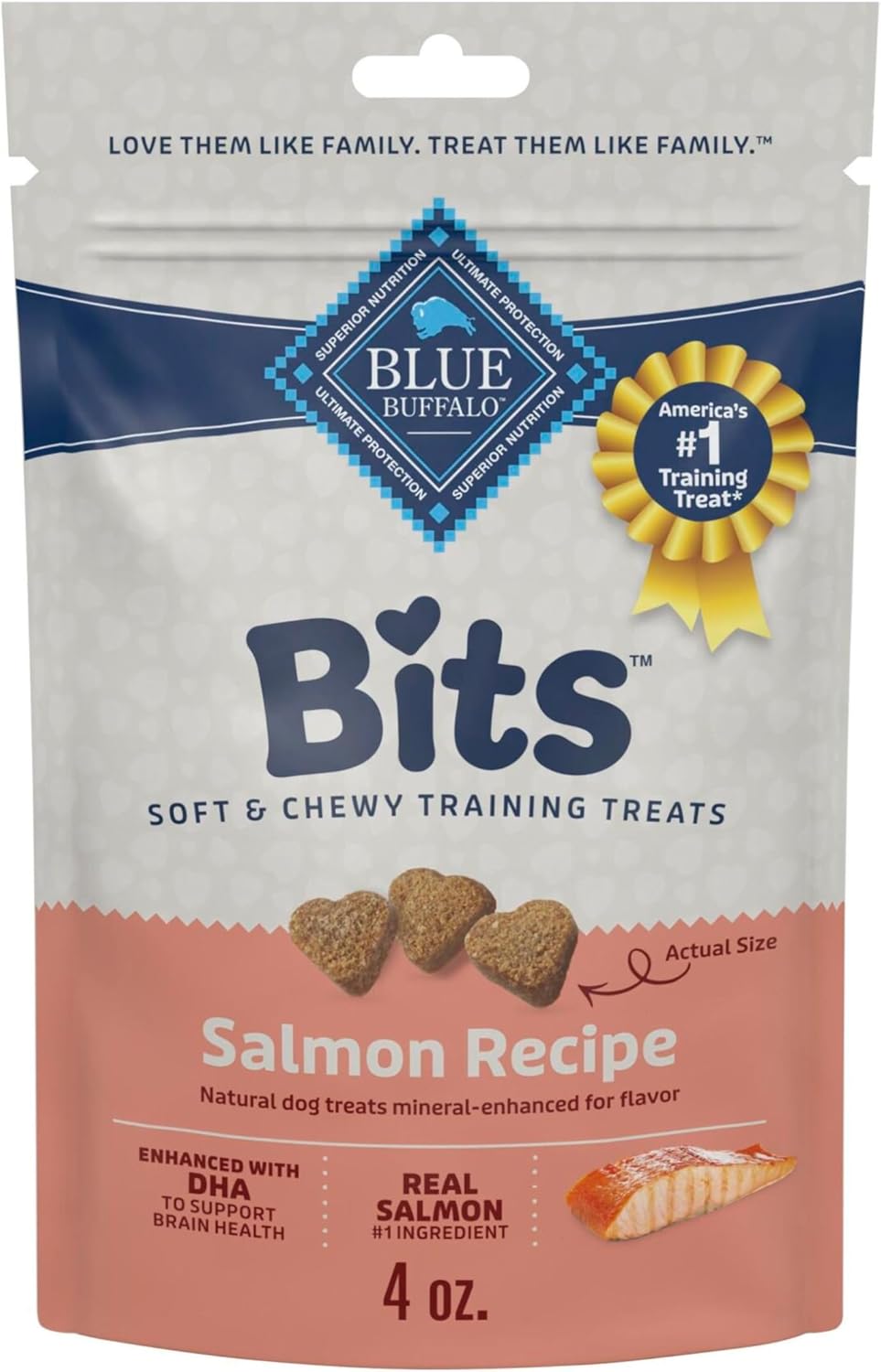 Blue Buffalo Bits Soft Dog Treats for Training, Made with Natural Ingredients & Enhanced with DHA, Salmon Recipe, 4-oz Bag Blue Buffalo Bits Soft Dog Treats for Training, Made with Natural Ingredients & Enhanced with DHA, Salmon Recipe, 4-oz Bag