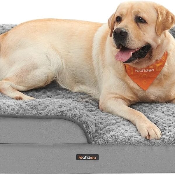 Feandrea Orthopaedic Dog Bed for Large Dogs, Waterproof Dog Sofa Bed with Removable Washable Cover, 36 x 27 x 6.5 Inches, Dove Gray UPGW252G01
