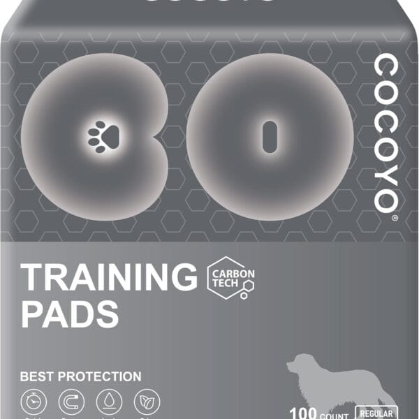 COCOYO Dog Training Pads 丨 Carbon Absorb Eliminating Urine Odor Doggie Training Pads 丨 Premium Charcoal Dog Pee Pads (100 Count, 22x22 inch),Gray