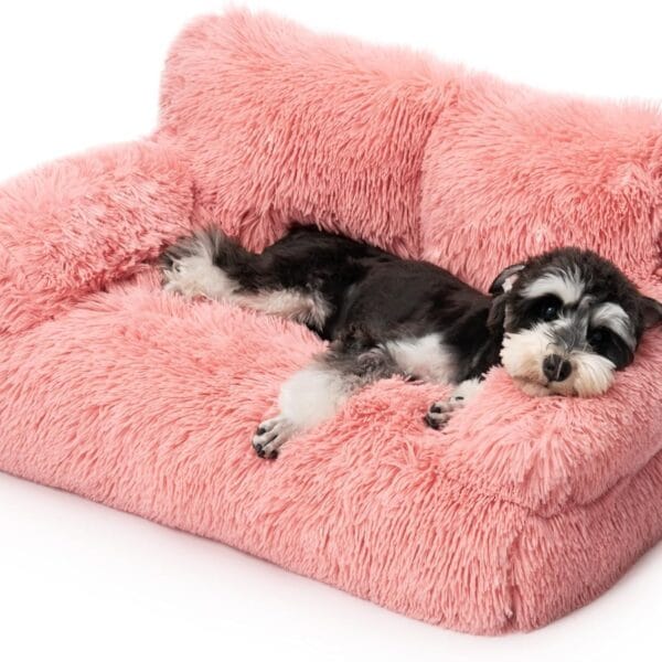 Mewoo Dog Couch, Small Dog Bed with Removable Washable Cover, Cute Cat Couch for Pets, Cat Beds for Indoor Cats with Anti-Slip Bottom (Pink)
