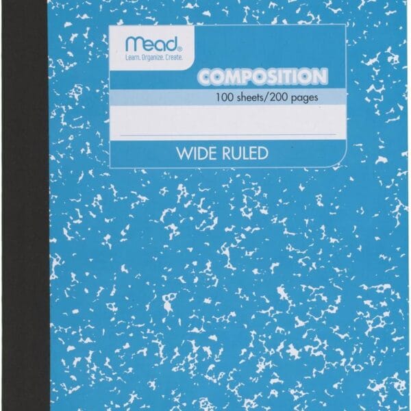 Mead Composition Notebook, Wide Ruled Paper, 7-1/2" x 9-3/4", 100 Sheets, Blue Marble (09918AY7)