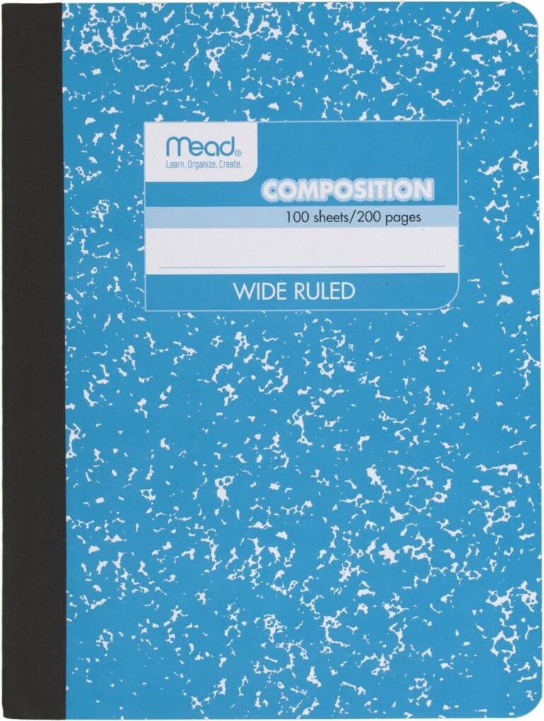 Mead Composition Notebook, Wide Ruled Paper, 7-1/2" x 9-3/4", 100 Sheets, Blue Marble (09918AY7)