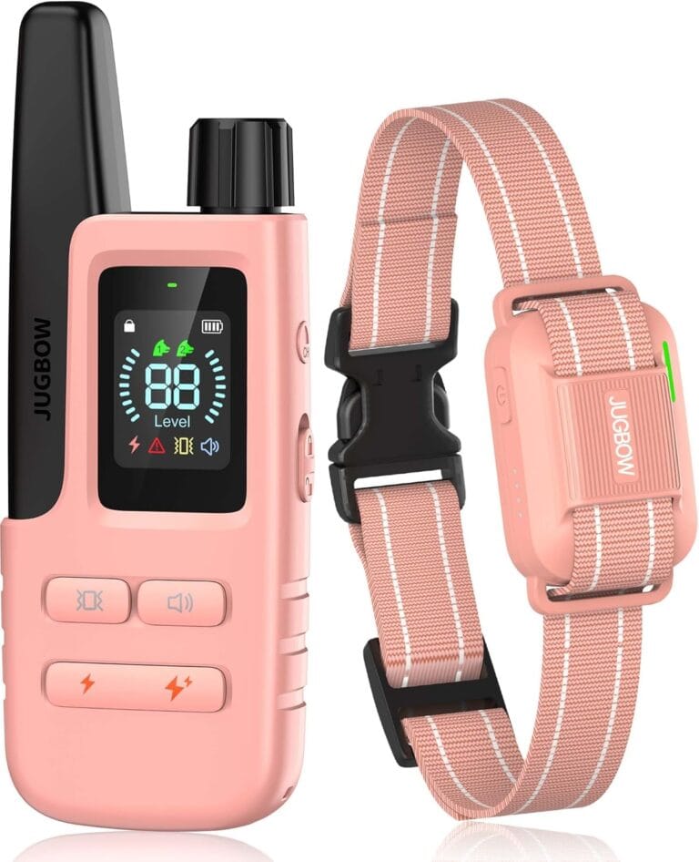 Jugbow Dog Shock Collar - 4200FT Dog Training Collar with Remote for 5-120lbs Small Medium Large Dogs, IPX8 Waterproof E Collar with 4 Training Modes, Security Lock, Rechargeable Shock Collar Pink