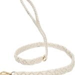 Handmade Macrame White Dog Leash, Durable with Double Metal Hook for Collar and Waste Bags, Woven with Elegant Premium Cotton Rope for Small and Medium Dogs.