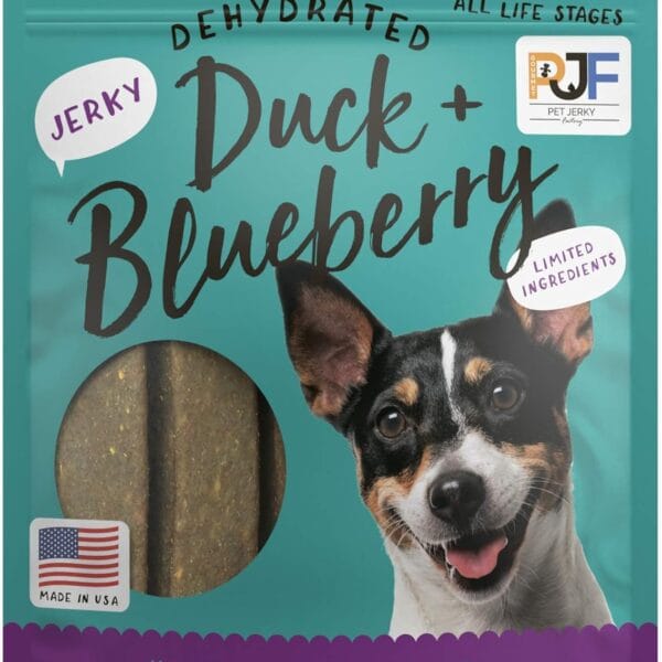 Pet Jerky Factory Premium Duck and Blueberry 12 oz. Dog Jerky Treats | 100% Human Grade | USA Made | High Protein | Grain Free | Limited Ingredients | No Filler | BHA-BHT Free | Soft-Tender