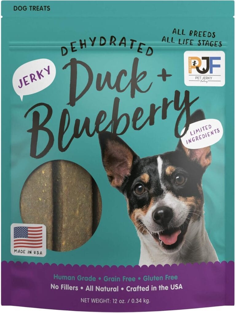 Pet Jerky Factory Premium Duck and Blueberry 12 oz. Dog Jerky Treats | 100% Human Grade | USA Made | High Protein | Grain Free | Limited Ingredients | No Filler | BHA-BHT Free | Soft-Tender