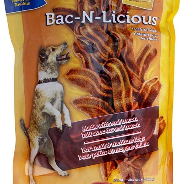 Ultra Chewy Bac-N-Licious Dog Treats - Savory Bacon Flavor Snack for All Dog Sizes - Bacon Strip Style Training Treat Rewards - Made in The USA