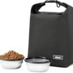 Dog Food Travel Bag,40-Cup Pet Food Storage Containers with 2PCS Collapsible Dog Travel Bowls,Waterproof Kibble Storage Container(Black, Large)