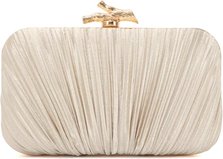 Freie Liebe Clutch Purses for Women Evening Bag Pleated Clutch Bag with Chain for Wedding Party