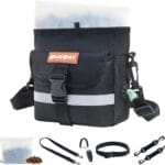 JOJOGOGO Dog Treat Pouch with 4 Cup Removalbe Silicone Bag, Magnetic Closure Treat Pouches for Pet Training and Walking, Dog Training Treat Pouch with Clicker, Puppy Snack Bag and Poop Bag Holder