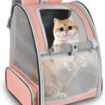Cat Backpack Carrier,Pet Carrier Airline Approved for Small Dog Cat Puppy Kitten Bunny,Ventilated Mesh Design Animal Backpack for Hiking Camping Travel Bag (Pink)