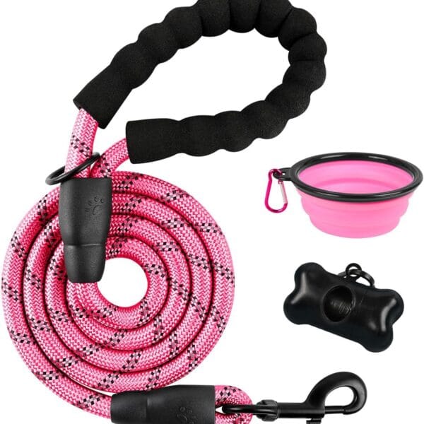 BARKBAY Dog Leashes for Large Dogs Heavy Duty Dog Leash 4/5/6 FT with Comfortable Padded Handle and Highly Reflective Threads for Medium Large Dogs Walking Training Running (5FT-1/2'',Pink)