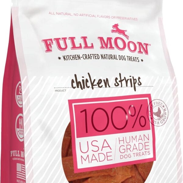 Full Moon Chicken Strips Healthy All Natural Dog Treats Human Grade Made in USA Grain Free 12 oz