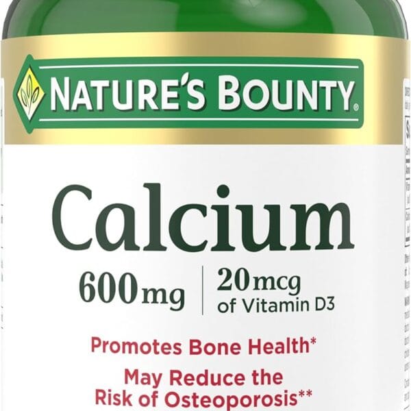 Nature's Bounty Calcium Carbonate & Vitamin D, Supports Immune Health & Bone Health, 600mg Calcium & 800IU Vitamin D3, 250 Tablets