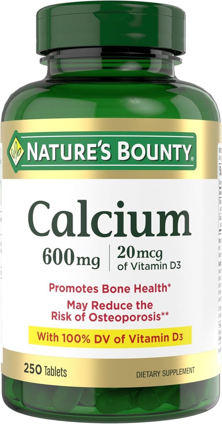Nature's Bounty Calcium Carbonate & Vitamin D, Supports Immune Health & Bone Health, 600mg Calcium & 800IU Vitamin D3, 250 Tablets
