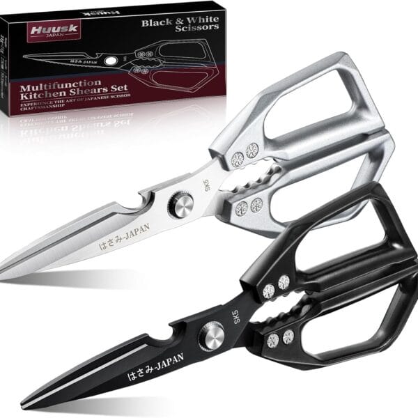 Huusk Kitchen Shears Set, Heavy Duty Poultry Shears, Japanese Kitchen Scissors for Meat, Chicken Bones, and Turkey