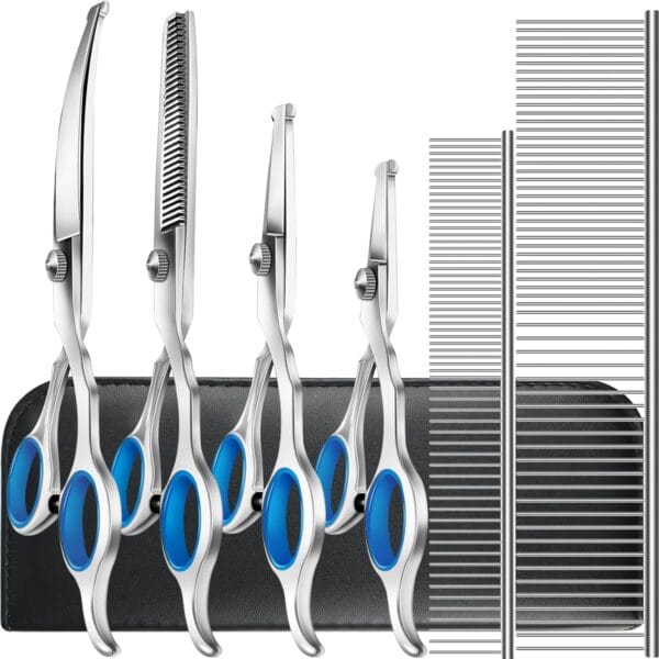 Niura 7 in 1 Professional Pet Grooming Kit - Grooming Scissors Kit Set for Dog & Cat