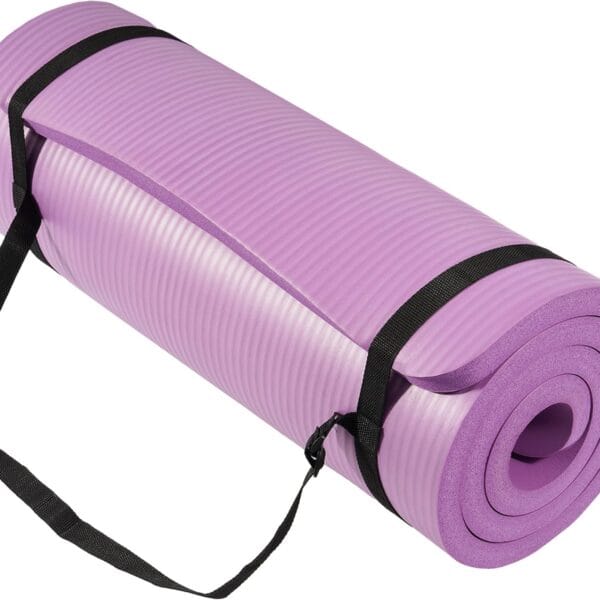 Yoga Mat 1-Inch Extra Thick High-Density Exercise Mat with Non-Slip Surface & Carry Strap for Men & Women Tear-Resistant Pilates Workout Mat for Home Gym, Floor Fitness