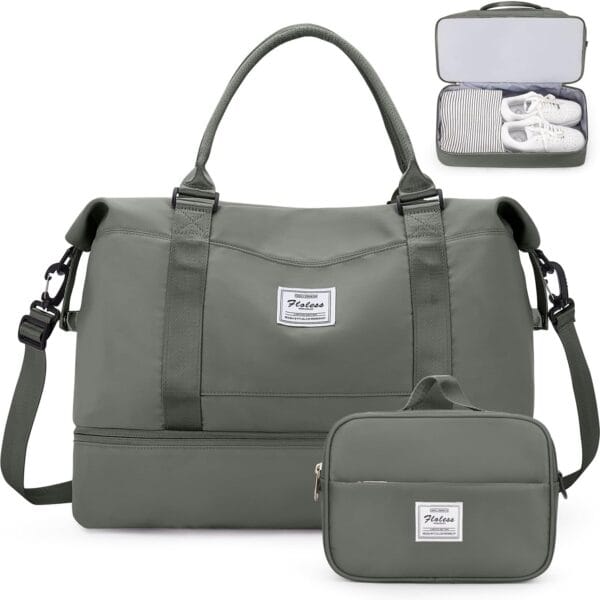 Weekender Bags for Women,Personal Item Travel Bag with Shoes Compartment,Overnight Travel Duffel Bag with Toiletry Bag
