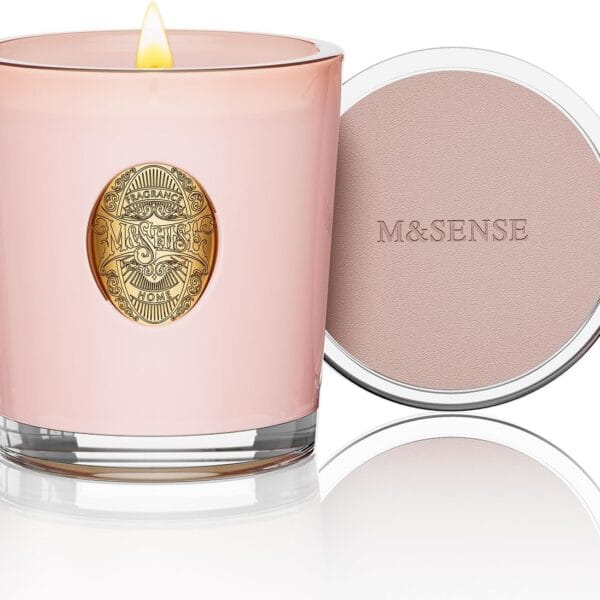 M&SENSE Natural Soy Candle| Coconut Lime Apricot Pink | 10.2 oz, 55H Burn | Luxury Scented Candle for Relaxation, Gifting, Home Dcor | for Bedroom, Office, Party