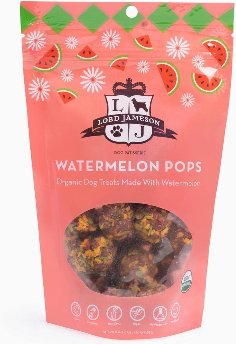 Lord Jameson Watermelon Pops Soft & Chewy Organic Dog Treats - Vitamin-Rich & Antioxidant-Packed - Plant-Based, Gluten-Free, Preservative-Free – All Life Stages - Made in USA 6 oz