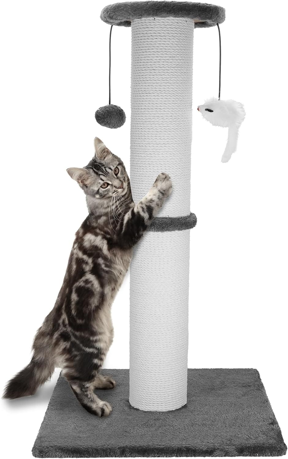 Cat Scratching Post 34 Inches Heavy Duty And Thicker Cat Scratching Post Sisal Rope With Hanging Ball And Mice Scratching Post For Indoor Cats And Adult(Grey) Cat Scratching Post 34 Inches Heavy Duty and Thicker Cat Scratching Post Sisal Rope with Hanging Ball and Mice Scratching Post for Indoor Cats and Adult(Grey)