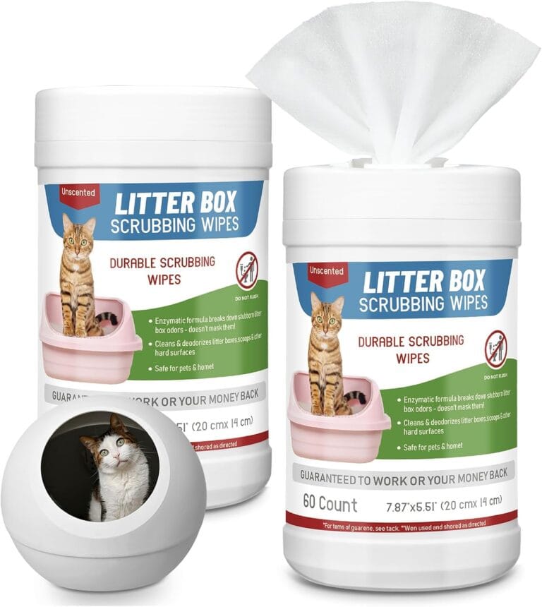Breling 2 Pack Litter Box Scrubbing Wipes 120 Count Pets Cat Litter Box Cleaning Wipes Unscented Removes Stains Easily for Pet Cleaning Supplies