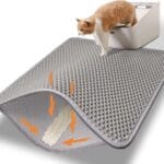 Cat Litter Mat-Litter Box Mat for Kitty, EVA Honeycomb Double Layer Design, Urine & Waterproof Scatter Control, Less Waste, Easier To Clean,Non Slip, Gray