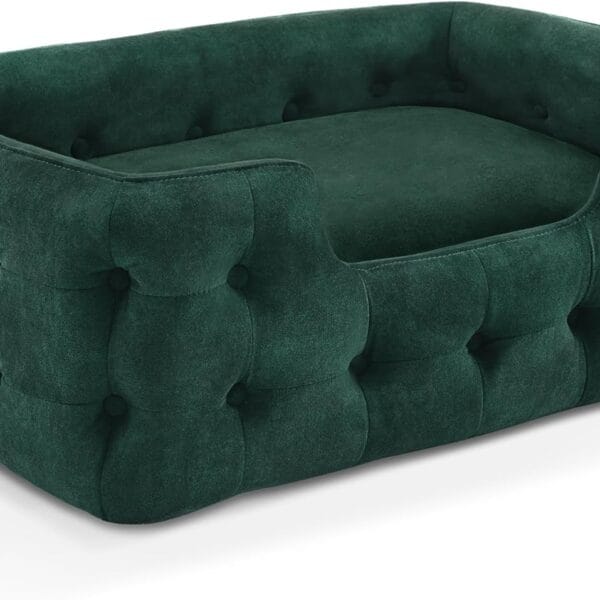 MCombo Dog Sofa Bed, 33 Inches Length Foam Pet Bed with Washable Cushion Cover, Modern Pet Couch for Small Medium Dogs, 0553 (Blackish Green)