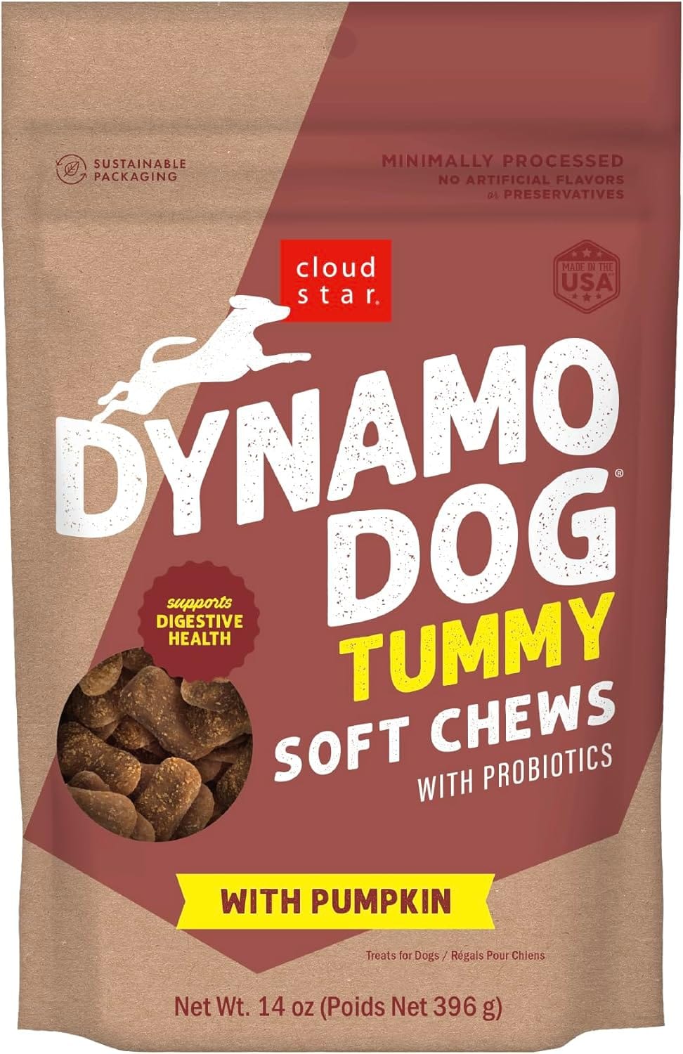 Cloud Star Dynamo Dog Tummy Treats Soft & Chewy Probiotics Support For Dogs (14 Oz. Pumpkin And Ginger) (20212) Cloud Star Dynamo Dog Tummy Treats Soft & Chewy Probiotics Support for Dogs (14 oz. Pumpkin and Ginger) (20212)